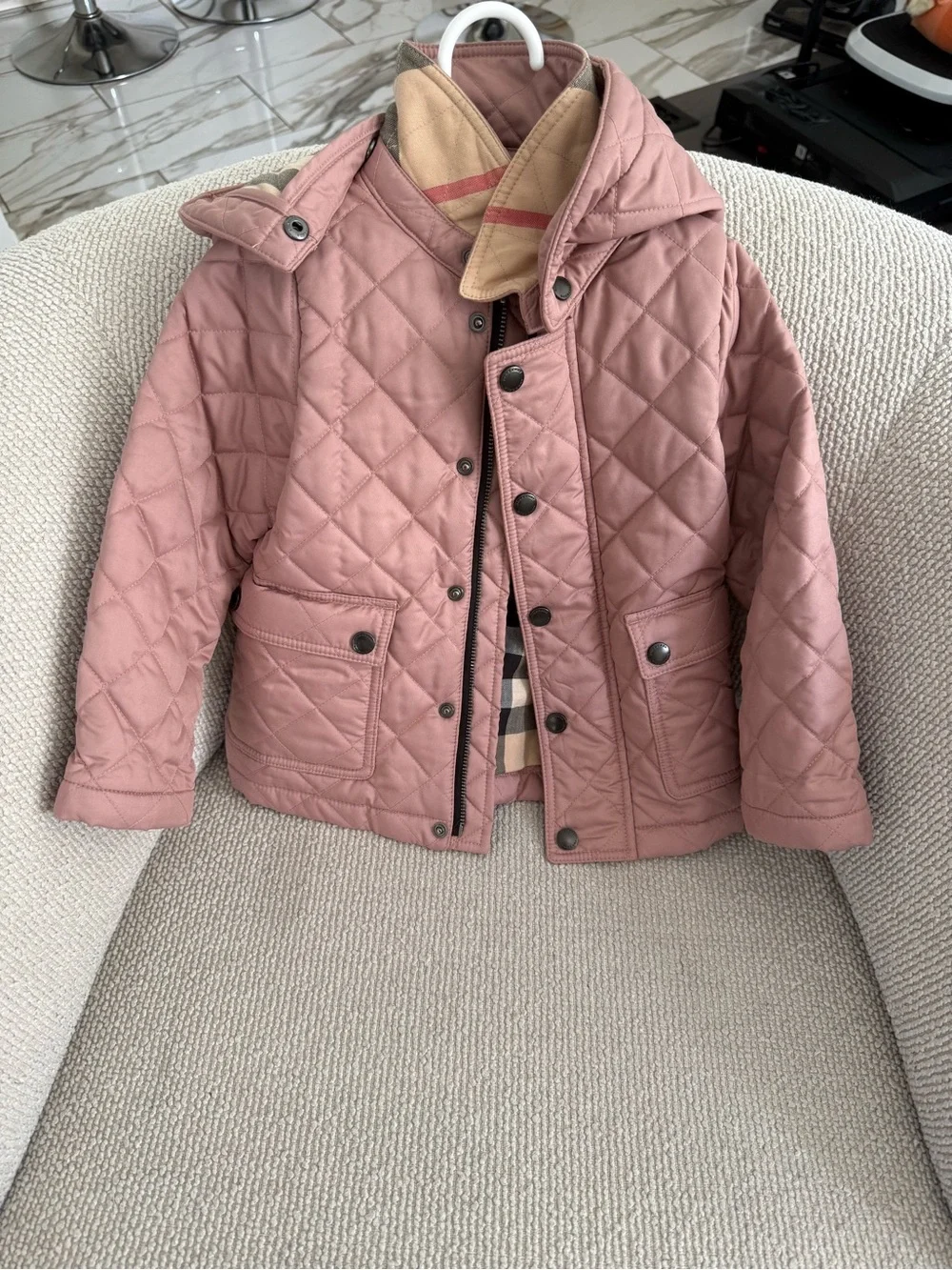 Burberry Kids Quilted Jacket in Dusty Rose